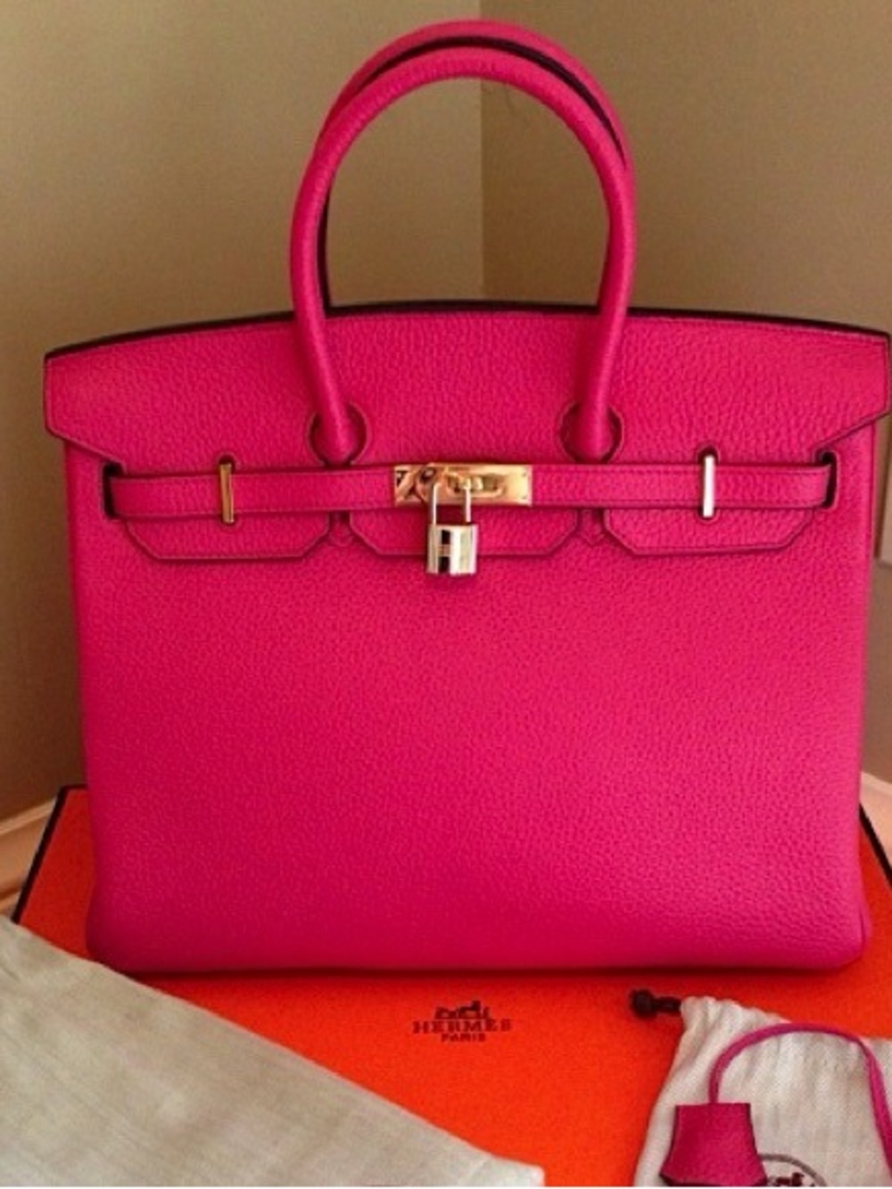 Pink Togo Leather Top-Handle Handbag